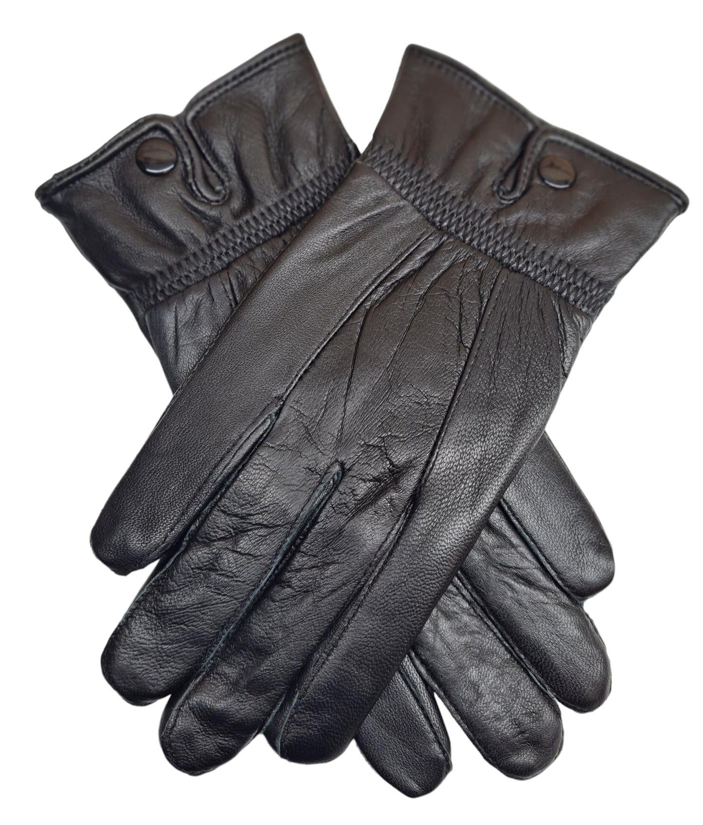TheGloveHut Mens New Genuine Soft Black Leather Touchscreen Winter Warm Gloves Fully Fleece Lined