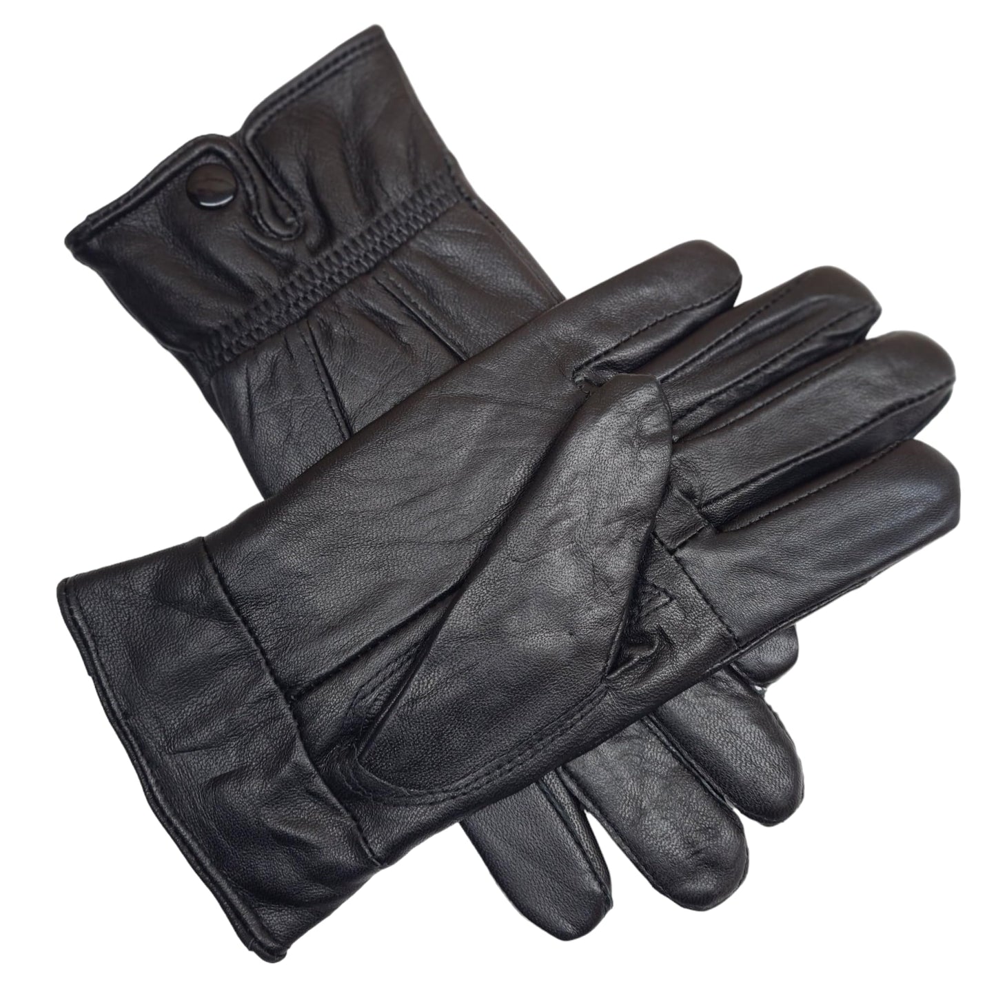 TheGloveHut Mens New Genuine Soft Black Leather Touchscreen Winter Warm Gloves Fully Fleece Lined