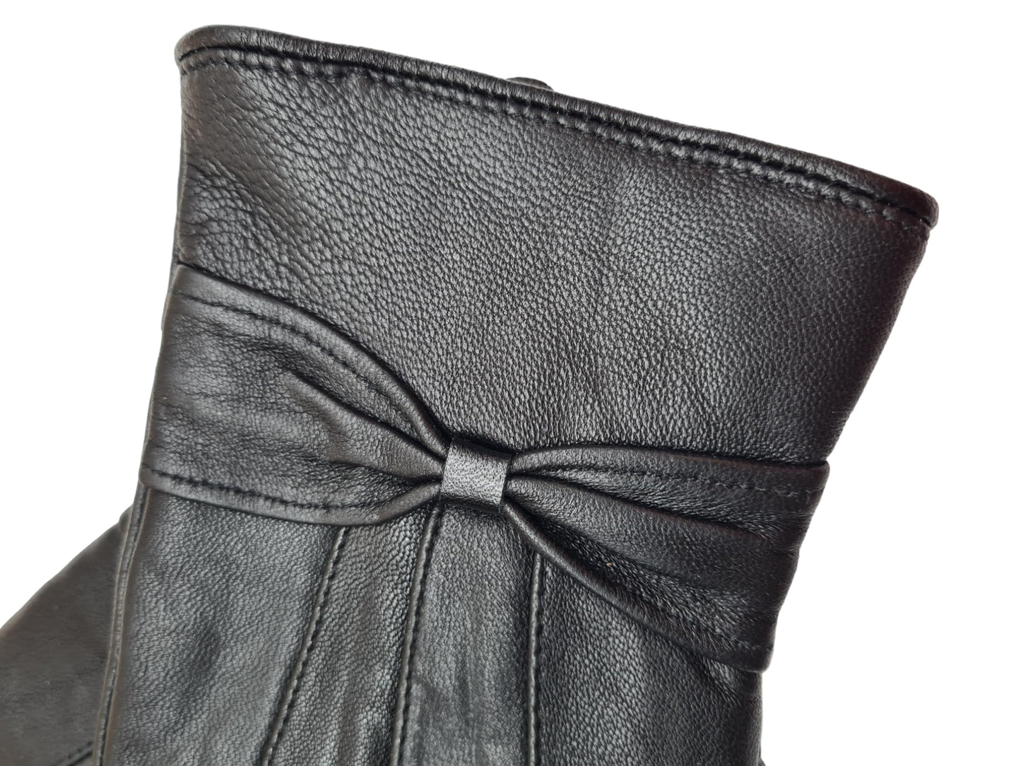 Womens Black Real Leather Gloves Gift Boxed