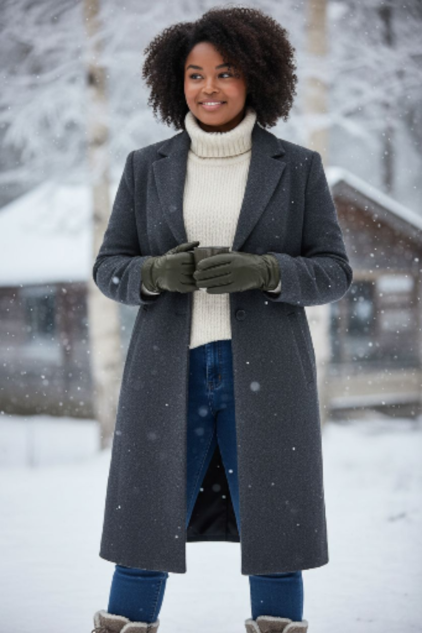 New Womens Super Soft Premium Real Leather Classic Gloves Fully Lined One Piece