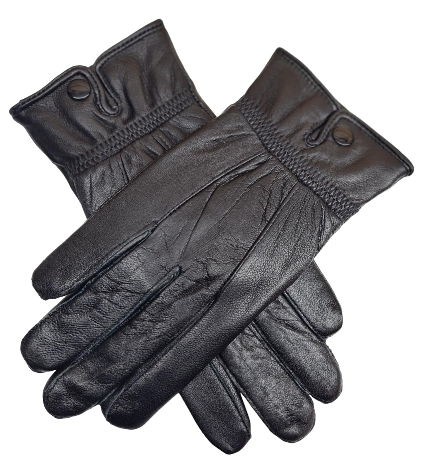 TheGloveHut Mens New Genuine Soft Black Leather Touchscreen Winter Warm Gloves Fully Fleece Lined