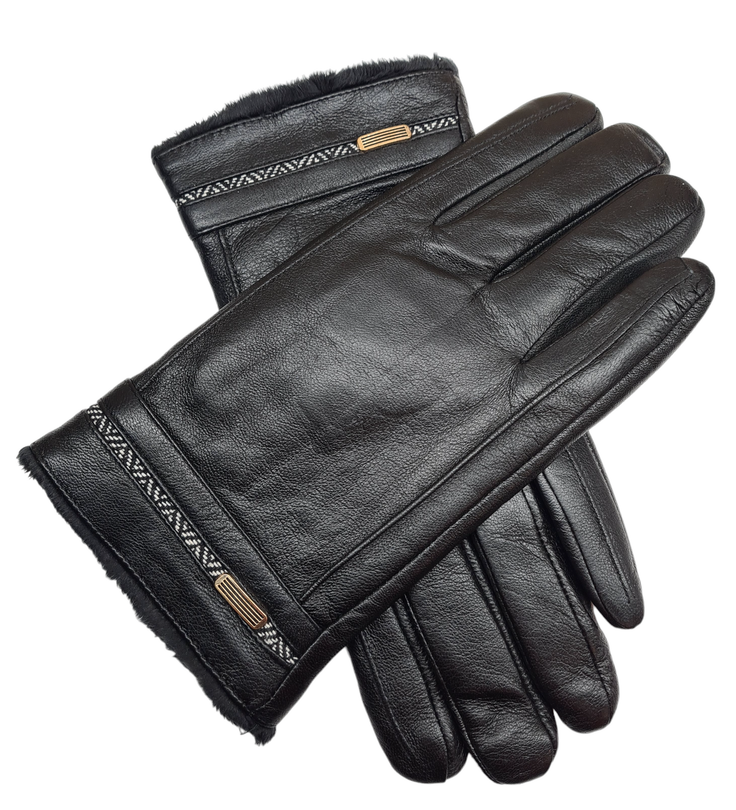 Mens Premium Soft Fleece Lined Black Real Leather Gloves Touchscreen Gift Boxed