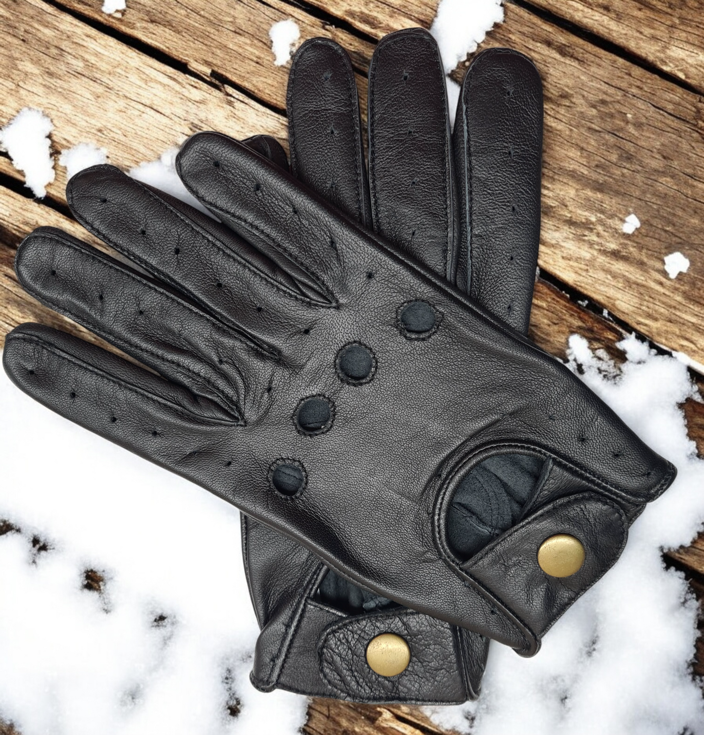 New Men's Premium Quality Soft Black Real Leather Classic Driving Gloves