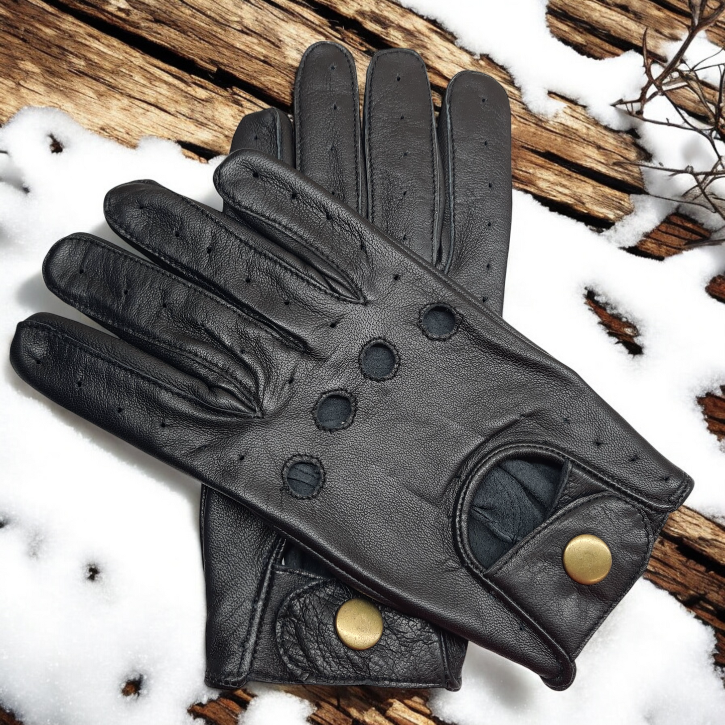New Men's Premium Quality Soft Black Real Leather Classic Driving Gloves