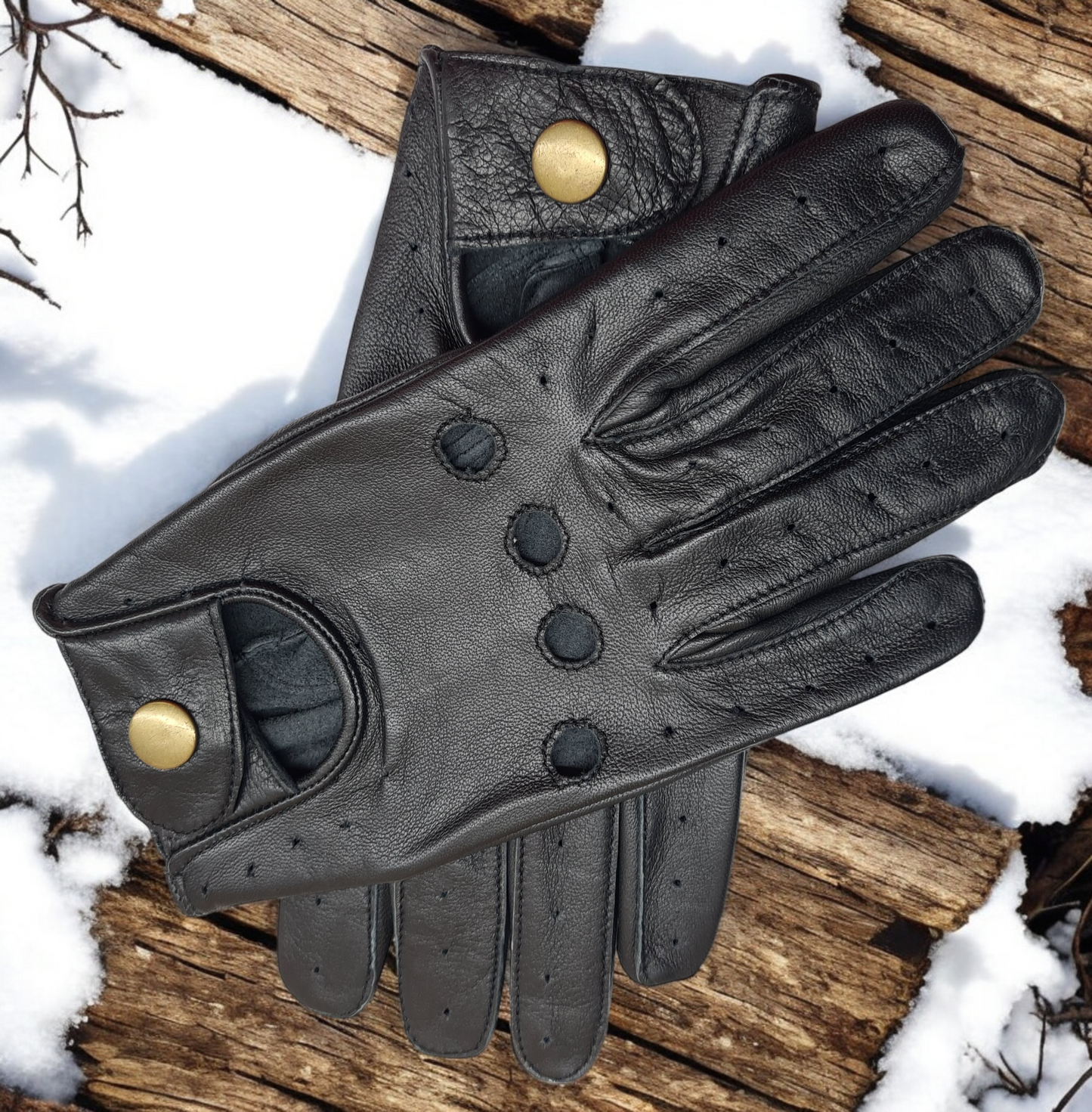 New Men's Premium Quality Soft Black Real Leather Classic Driving Gloves