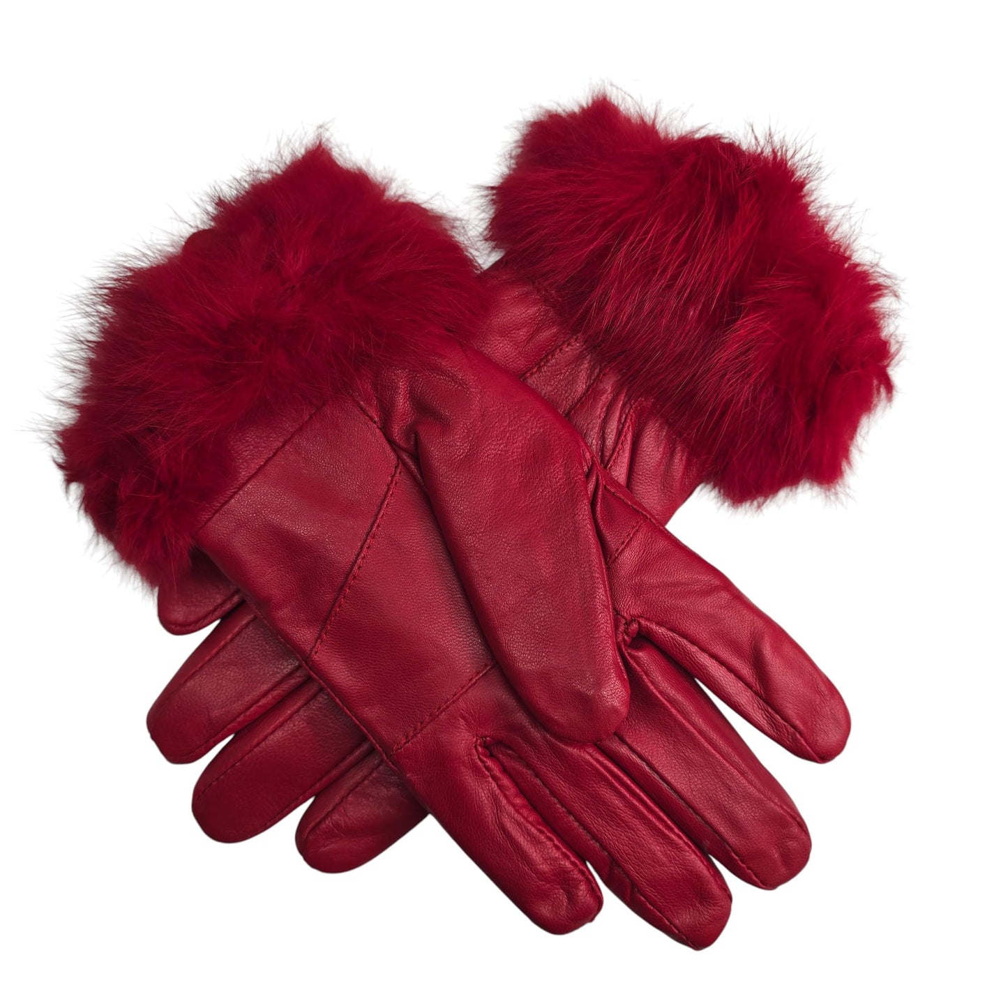 TheGloveHut Womens New Real Leather Gloves with Faux Cuff