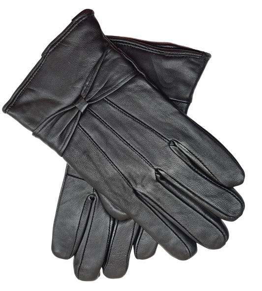Womens Black Real Leather Gloves Gift Boxed