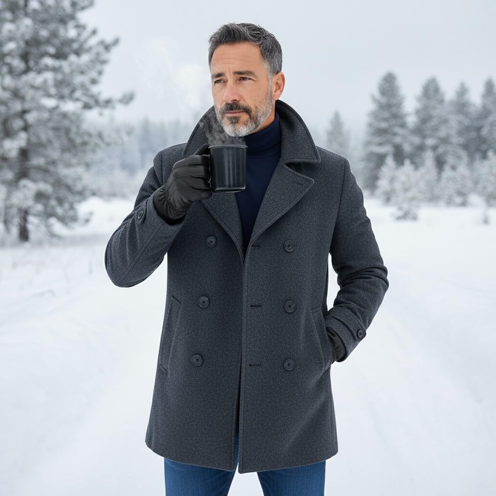 TheGloveHut Mens New Genuine Soft Black Leather Touchscreen Winter Warm Gloves Fully Fleece Lined