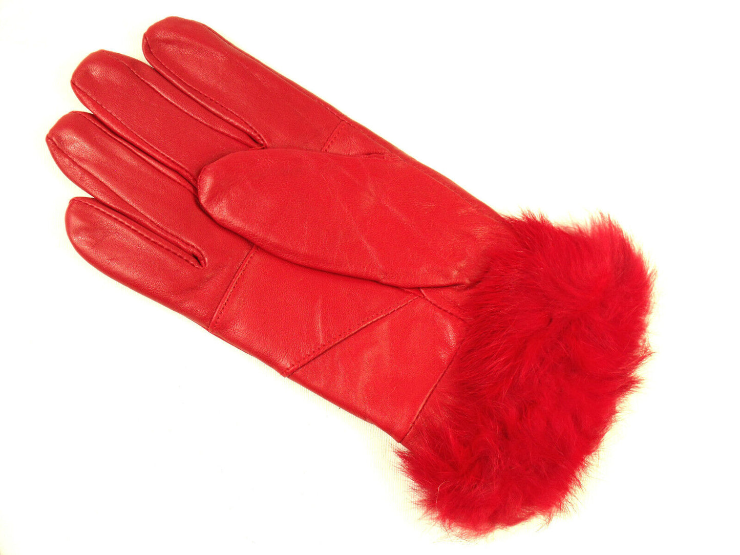 Ladies Red Faux Fur Trim Super Soft Real Leather Fully Lined Gloves Everyday