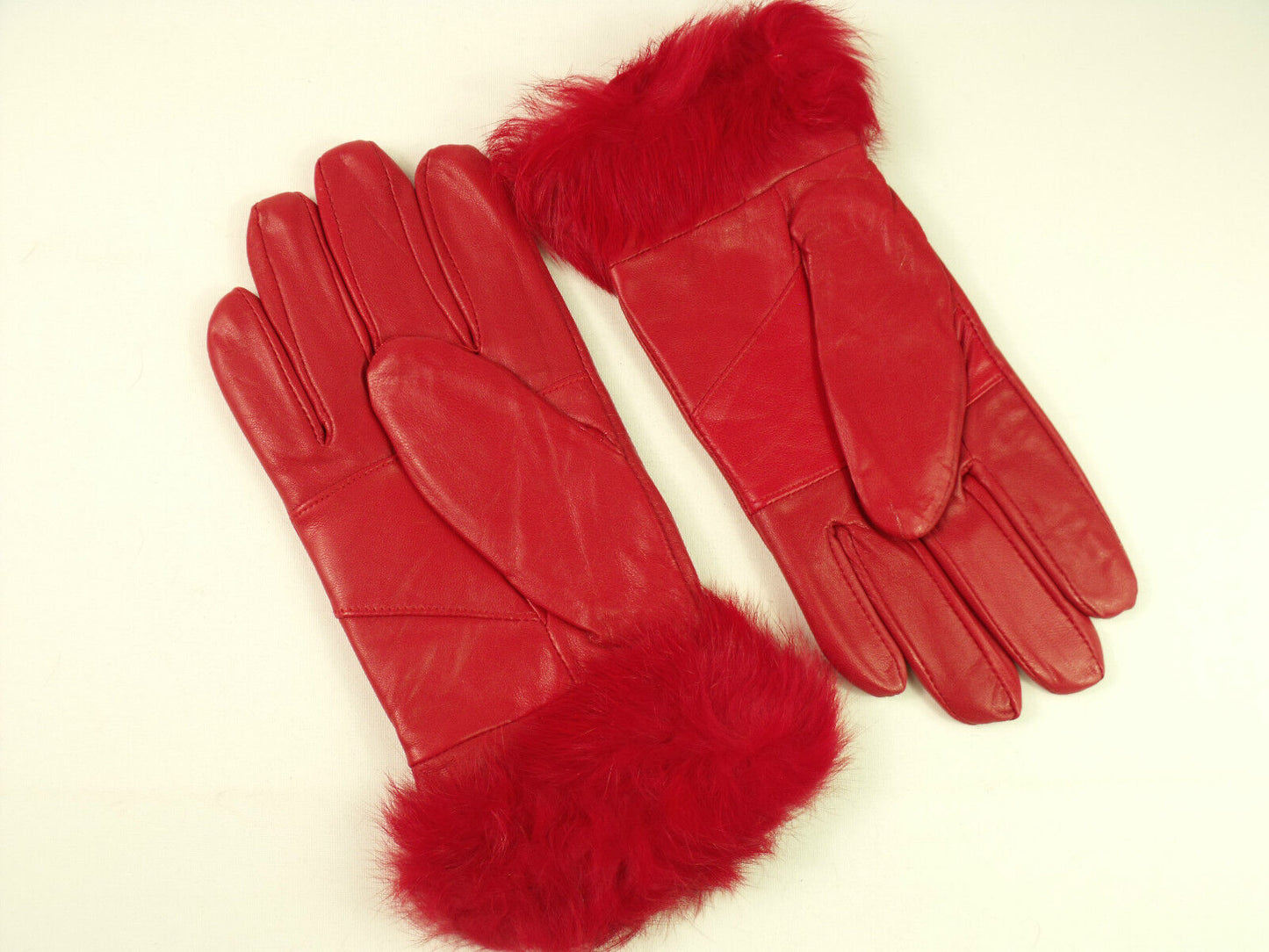 Ladies Red Faux Fur Trim Super Soft Real Leather Fully Lined Gloves Everyday