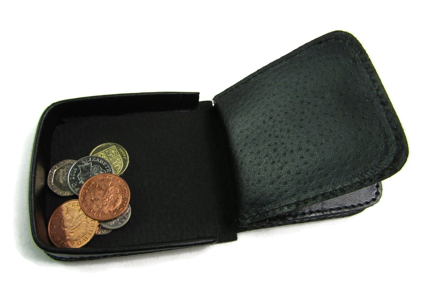 Mens Ladies High Quality Real Leather Coin Pouch Tray Wallet Notes Purse Change