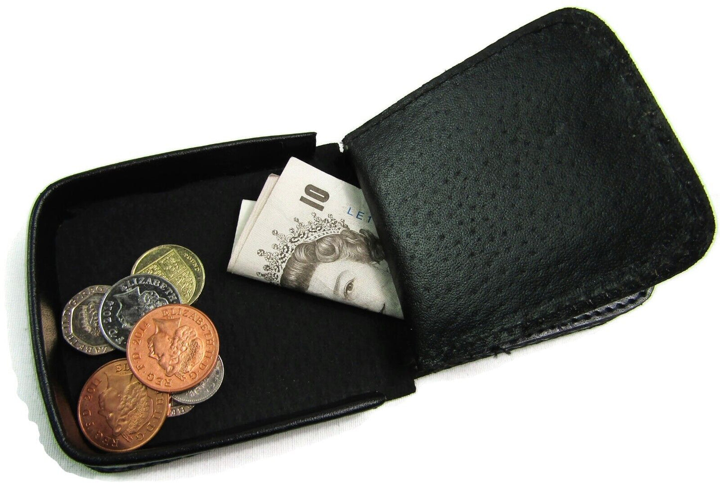 Mens Ladies High Quality Real Leather Coin Pouch Tray Wallet Notes Purse Change