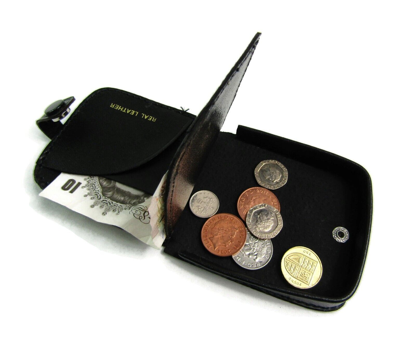 Mens Ladies High Quality Real Leather Coin Pouch Tray Wallet Notes Purse Change