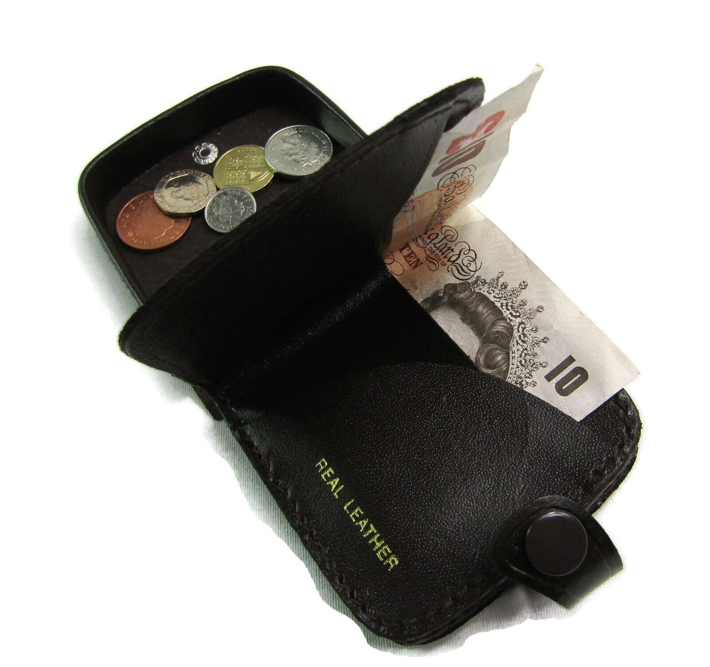 Mens Ladies High Quality Real Leather Coin Pouch Tray Wallet Notes Purse Change