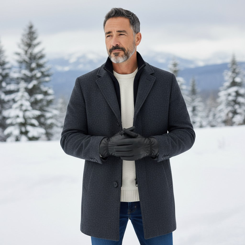 New Men's Touchscreen Black Genuine Leather Gloves Fully Lined Winter Warm