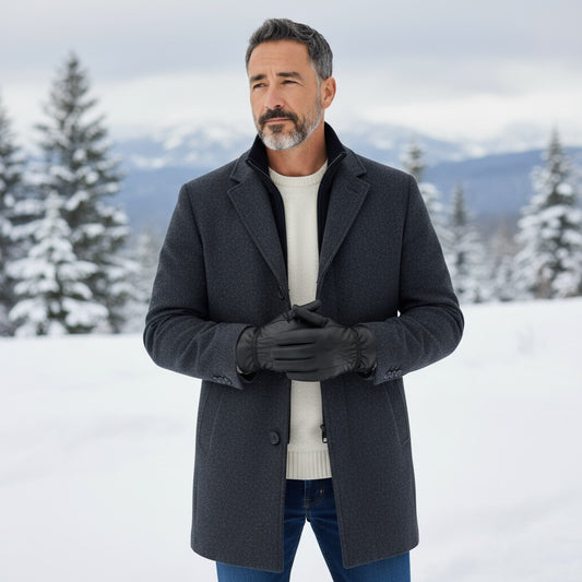 New Men's Touchscreen Black Genuine Leather Gloves Fully Lined Winter Warm