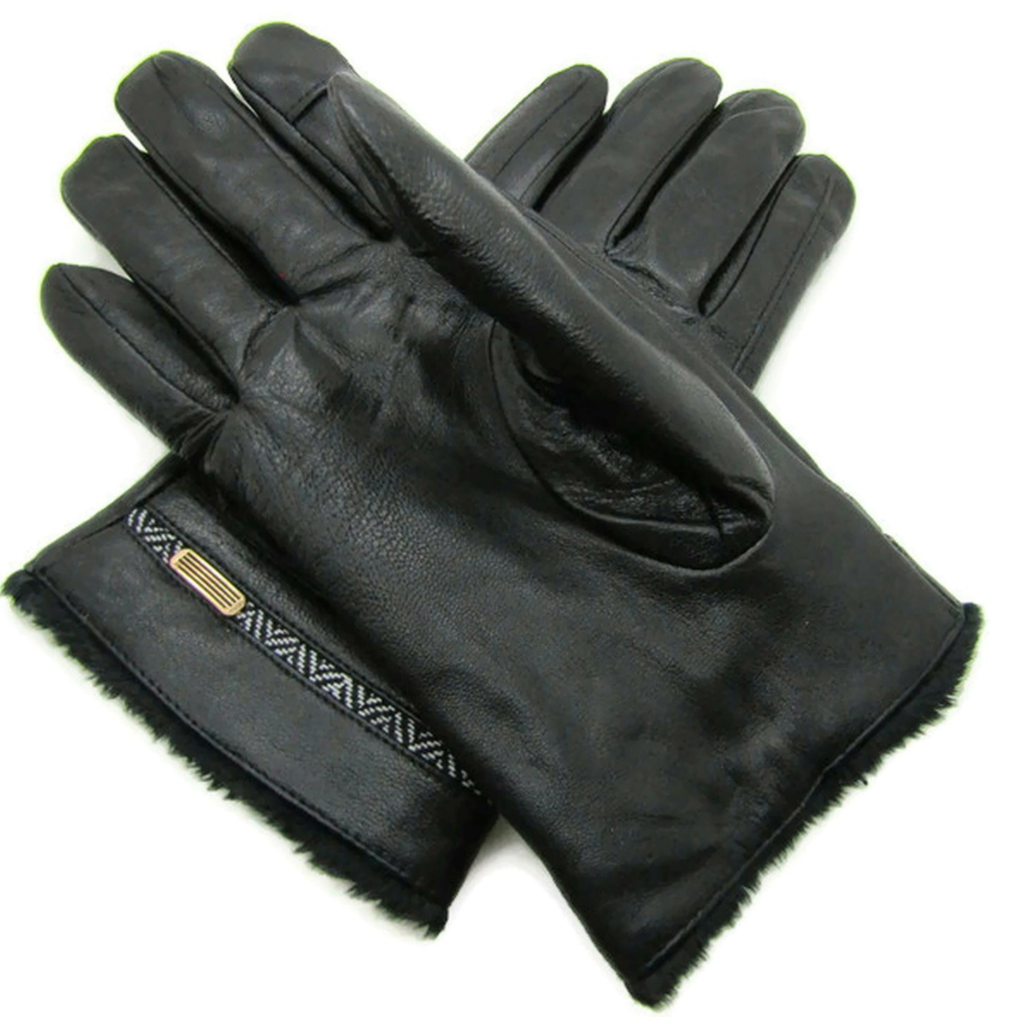 Mens Premium Soft Fleece Lined Black Real Leather Gloves Touchscreen Gift Boxed