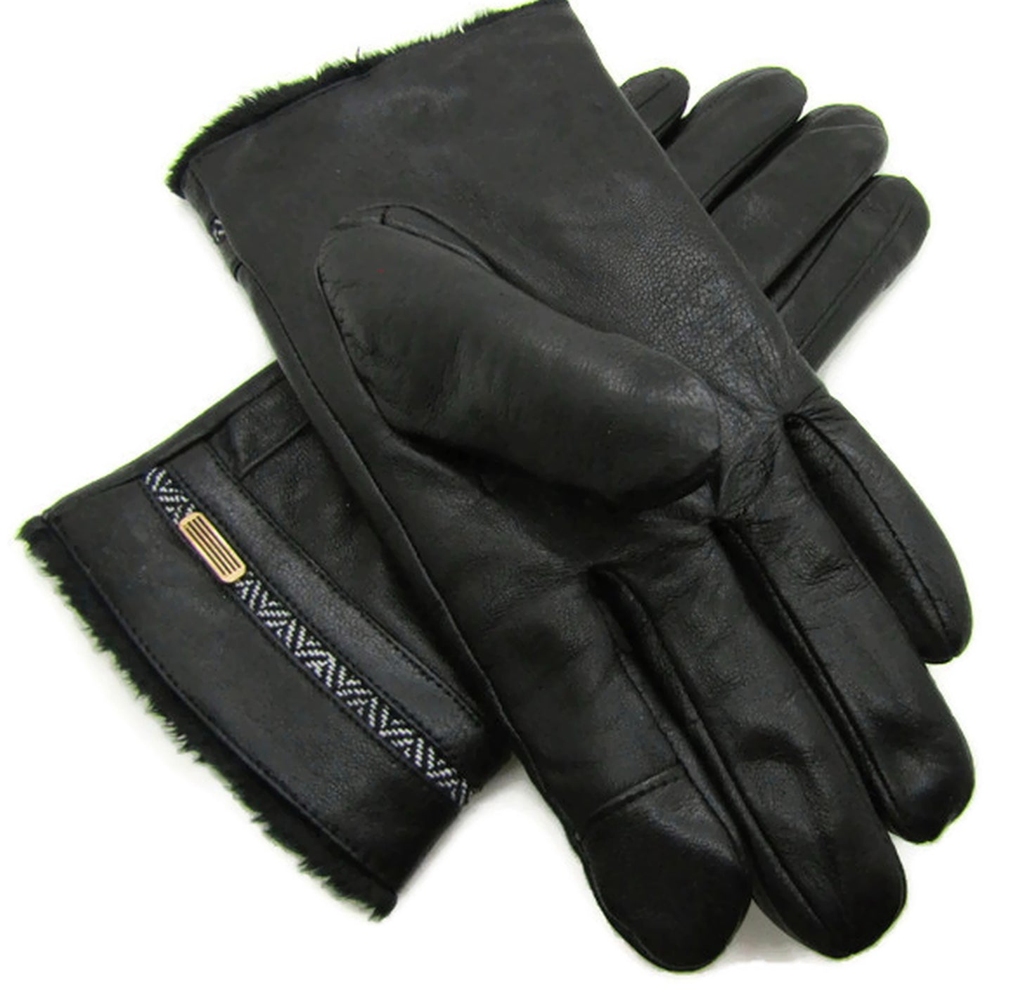 Mens Premium Soft Fleece Lined Black Real Leather Gloves Touchscreen Gift Boxed
