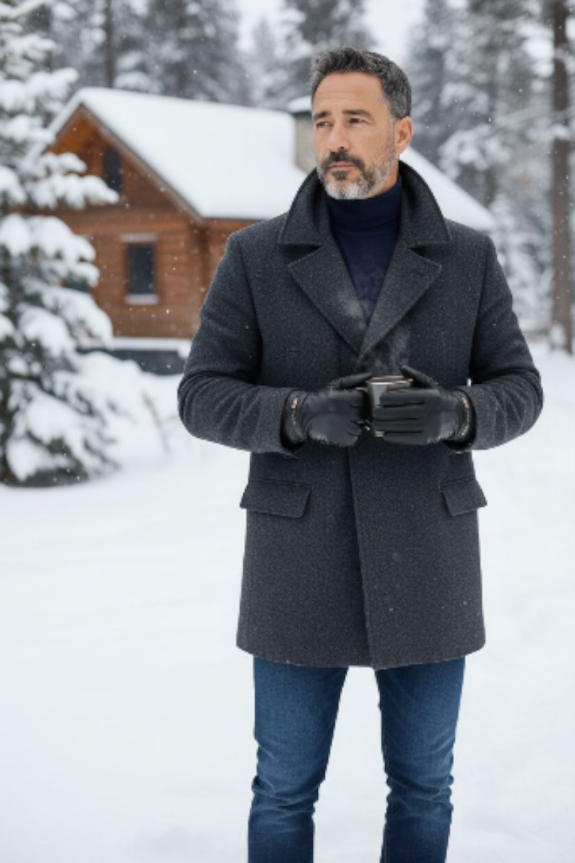 New Mens Premium Soft Fleece Lined Black Real Leather Gloves Winter Touch Screen