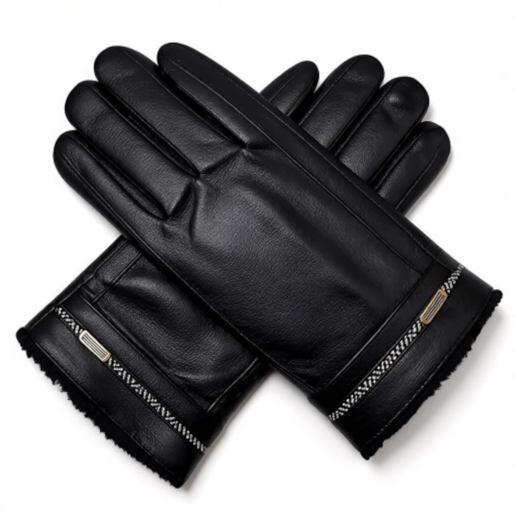 New Mens Premium Soft Fleece Lined Black Real Leather Gloves Winter Touch Screen