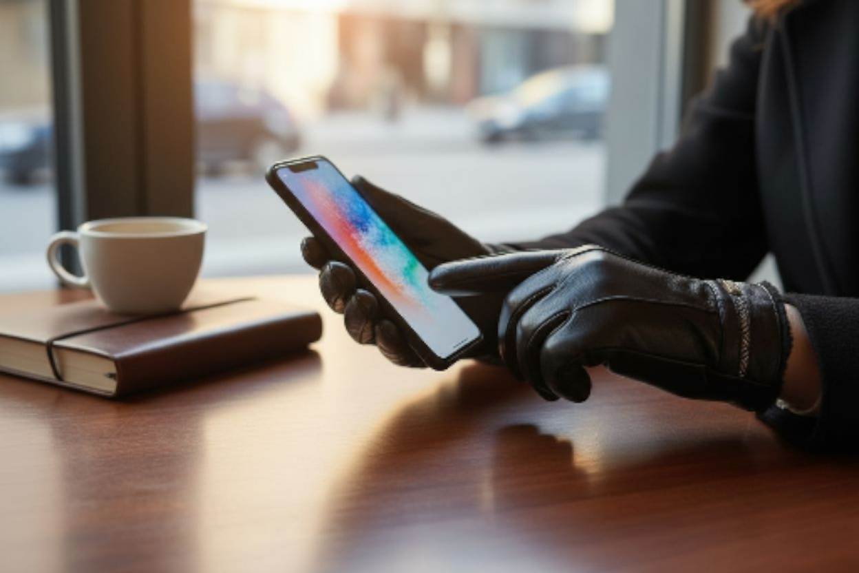 New Mens Premium Soft Fleece Lined Black Real Leather Gloves Winter Touch Screen