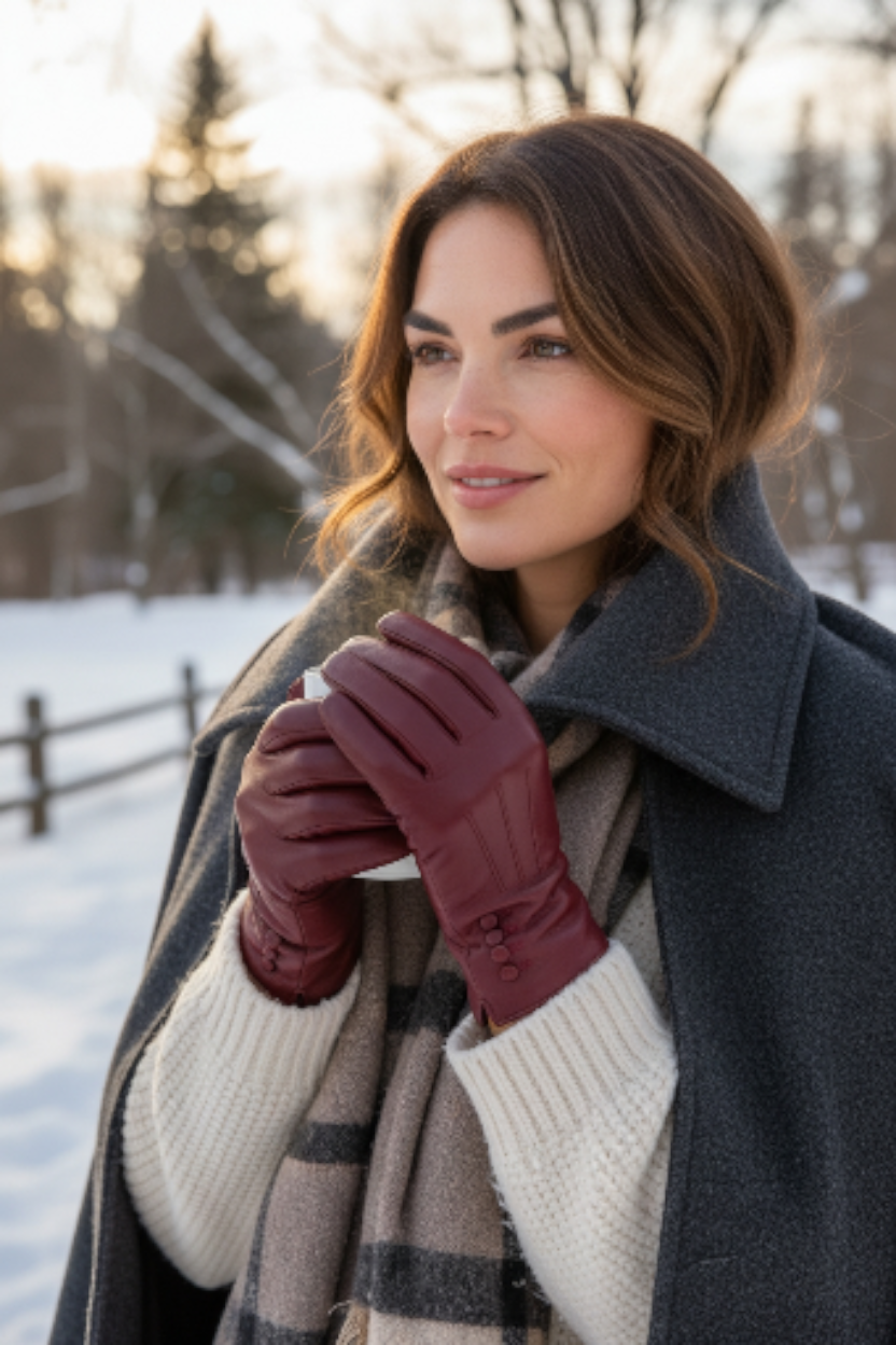 Womens Premium Quality Genuine Soft Leather Gloves Fully Lined Warm Winter Warm