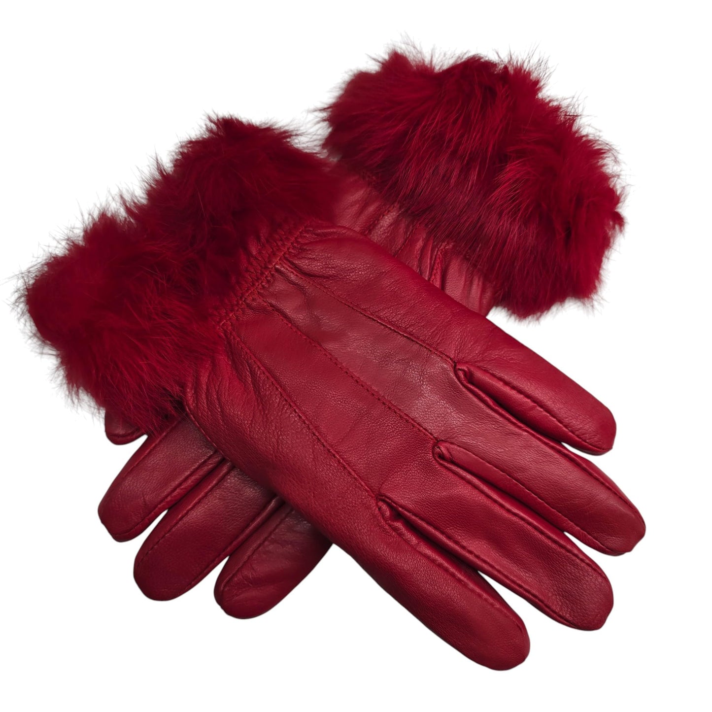 TheGloveHut Womens New Real Leather Gloves with Faux Cuff