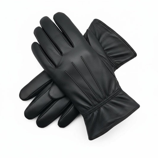TheGloveHut Mens New Genuine Soft Black Leather Touchscreen Winter Warm Gloves Fully Fleece Lined