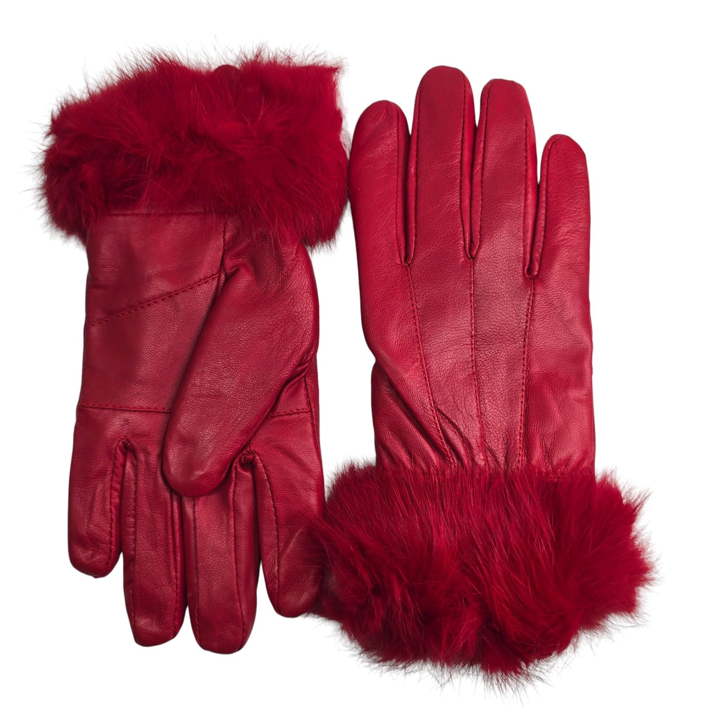 TheGloveHut Womens New Real Leather Gloves with Faux Cuff