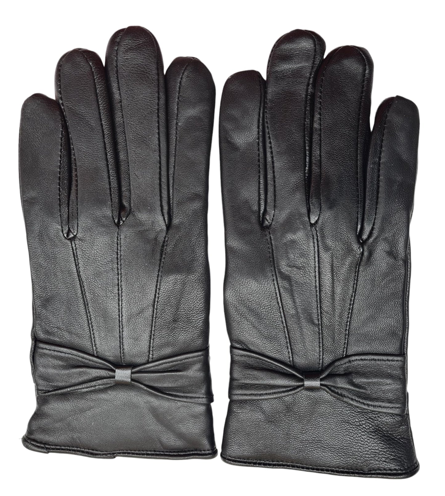 Womens Black Real Leather Gloves Gift Boxed