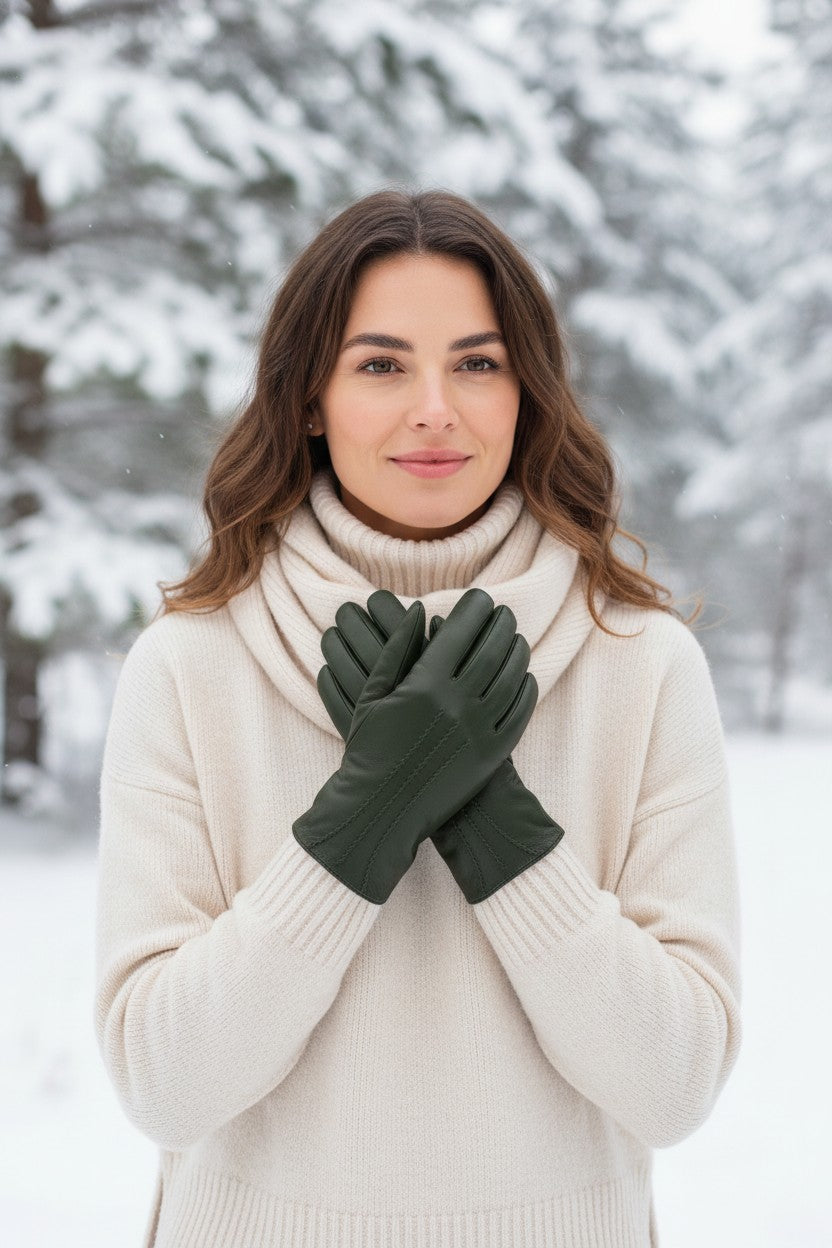 Womens Premium Quality Real Soft Leather Gloves Lined Winter Warm Gift Boxed