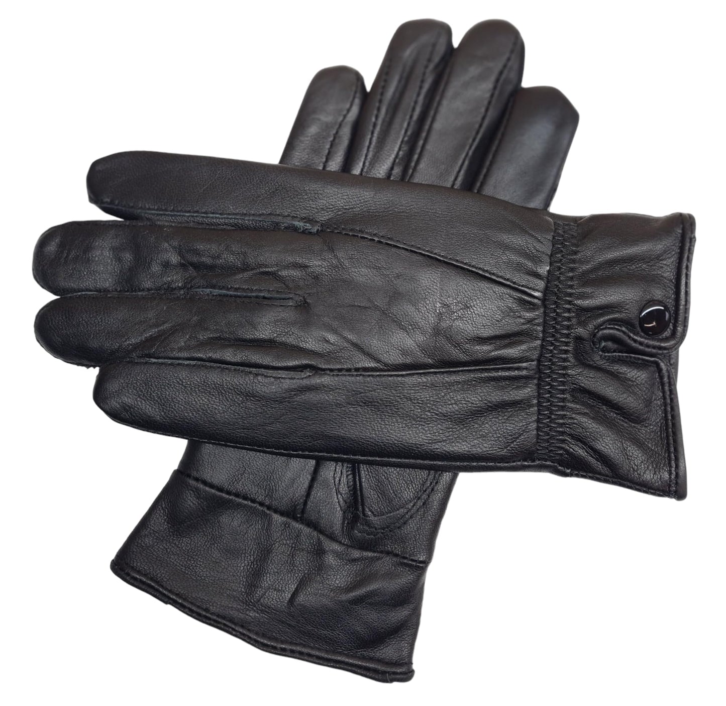 TheGloveHut Mens New Genuine Soft Black Leather Touchscreen Winter Warm Gloves Fully Fleece Lined