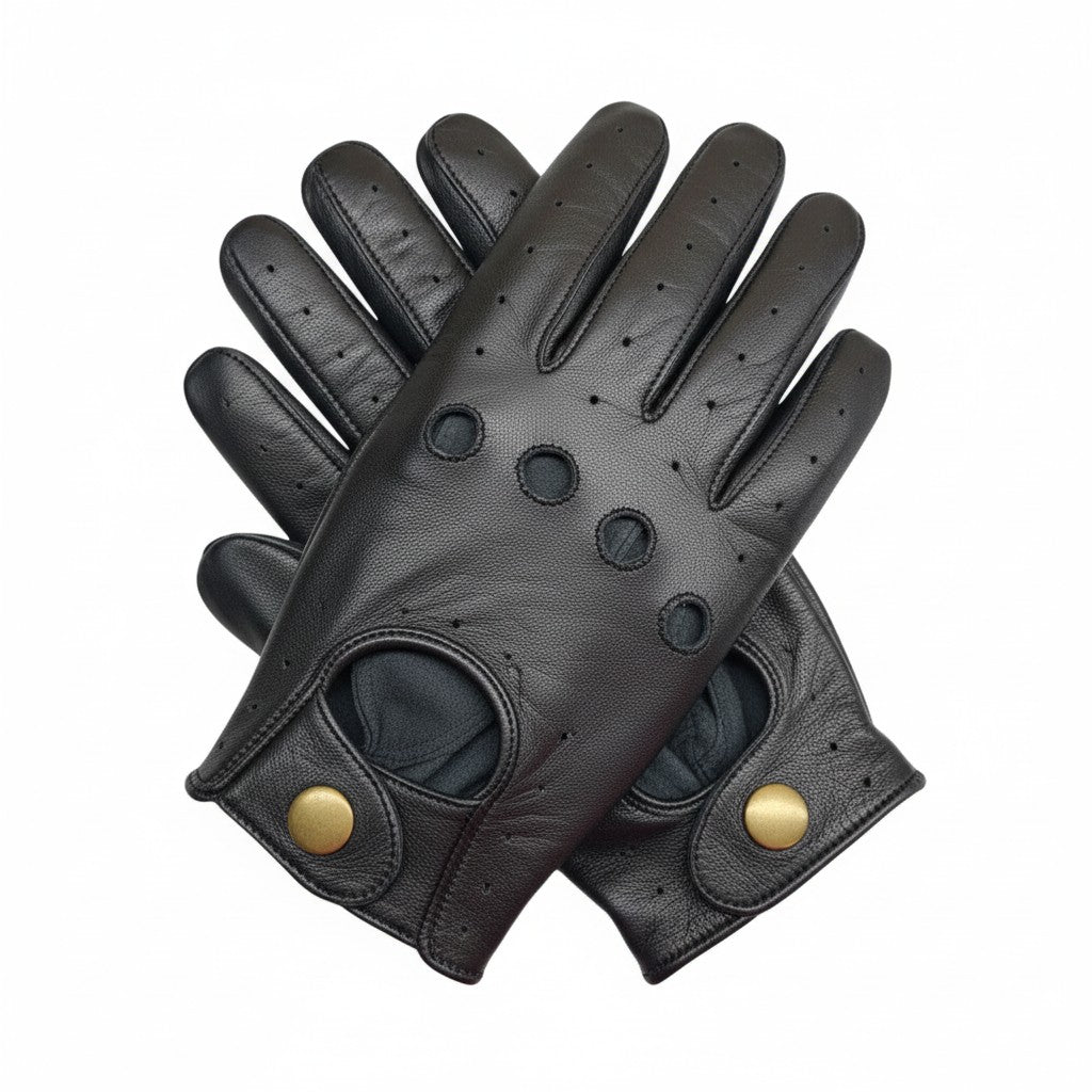 New Men's Premium Quality Soft Black Real Leather Classic Driving Gloves