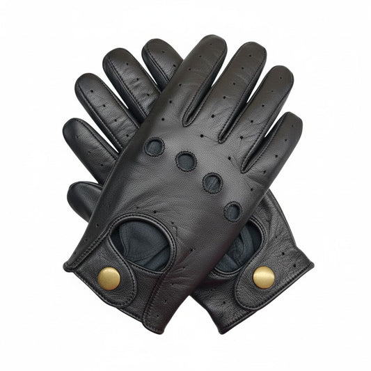 New Men's Premium Quality Soft Black Real Leather Classic Driving Gloves