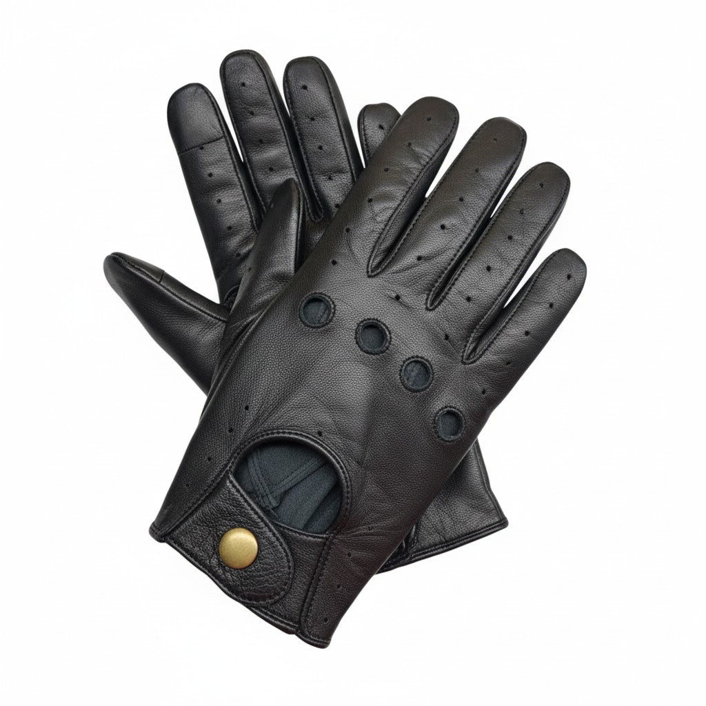 New Men's Premium Quality Soft Black Real Leather Classic Driving Gloves