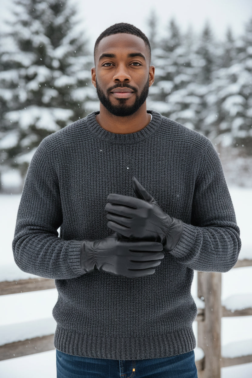 Mens Premium High Quality Super Soft Real Leather Gloves Lined Warm Gift Boxed