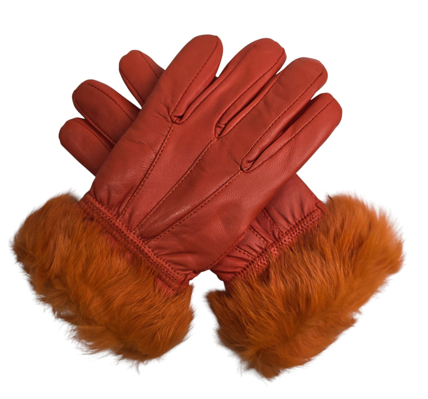 Ladies Womens Real Super Soft Leather Faux Fur Trim Fleece Lined Winter Gloves