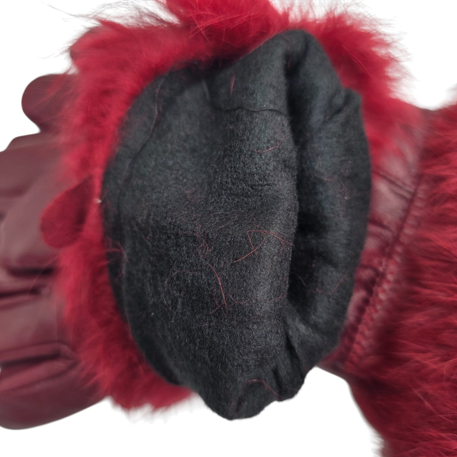 Ladies Womens Real Super Soft Leather Faux Fur Trim Fleece Lined Winter Gloves