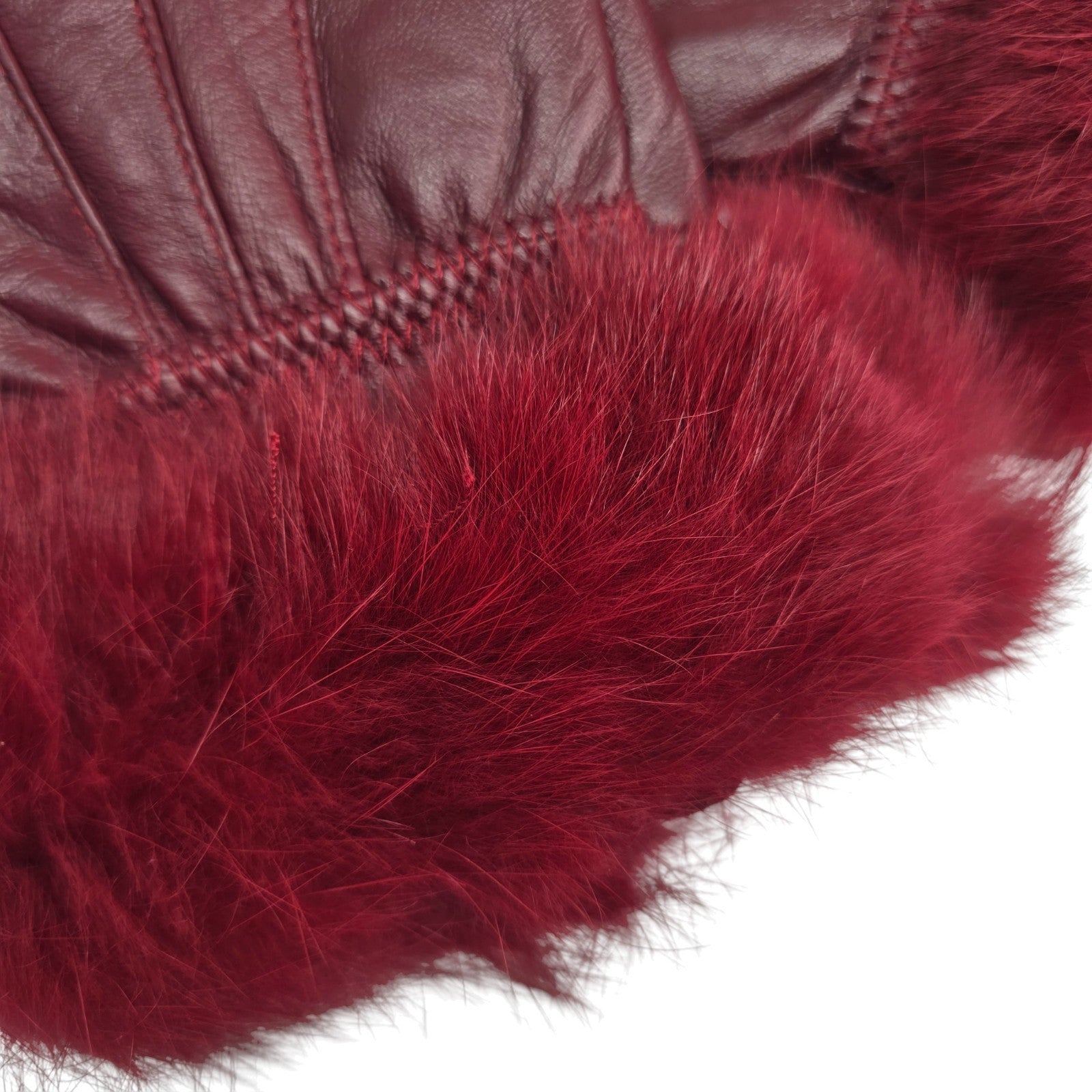 Ladies Womens Real Super Soft Leather Faux Fur Trim Fleece Lined Winter Gloves