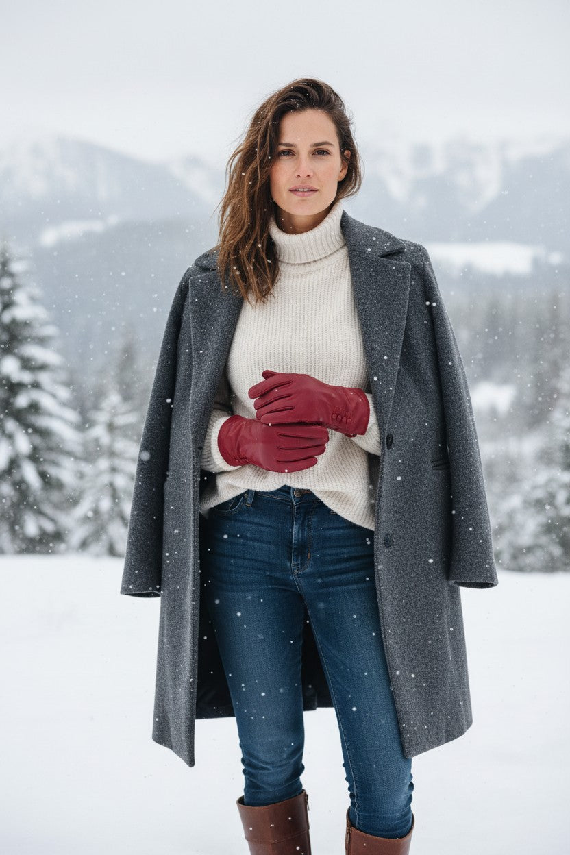 TheGloveHut Womens New Genuine Leather Cashmere Lined Winter Gloves Gift Boxed